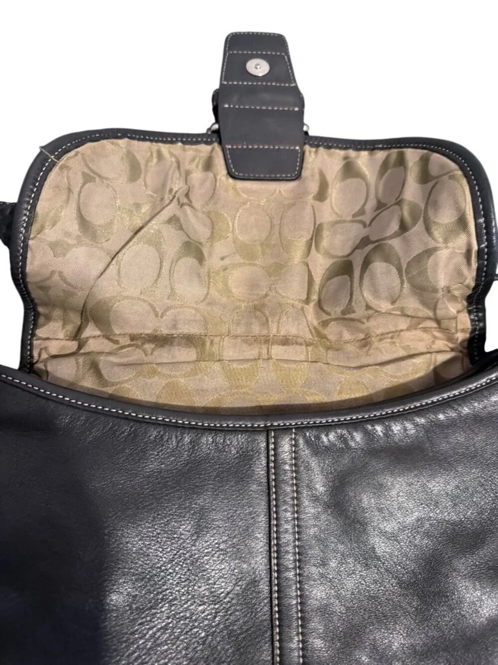 Vintage Y2K Coach Soho Legacy Flap Bag Black Leather F9S 9481 Buckle Snap Estate